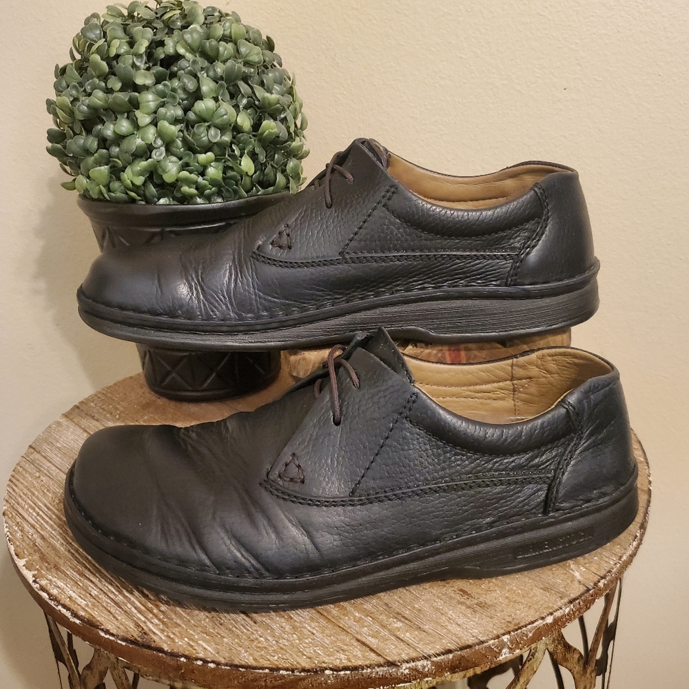 BIRKENSTOCK Vintage Footprint Memphis‎ Black Leather Oxford Derby Shoes Men's 10 - Picture 2 of 11
